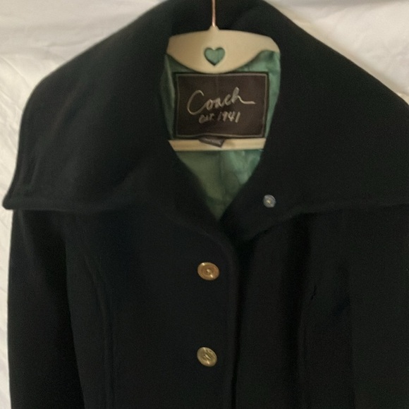 Coach:Black Wool/Angora/Nylon Blend- Green Signature lining-Gold buttons- XS - Picture 9 of 16